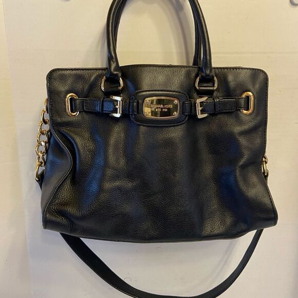 Michael Kors satchel tote black leather chains - Picture 1 of 6